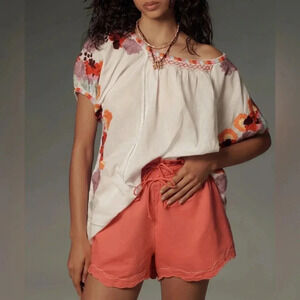 NWT By Anthropologie Linen Double Waistband Shorts